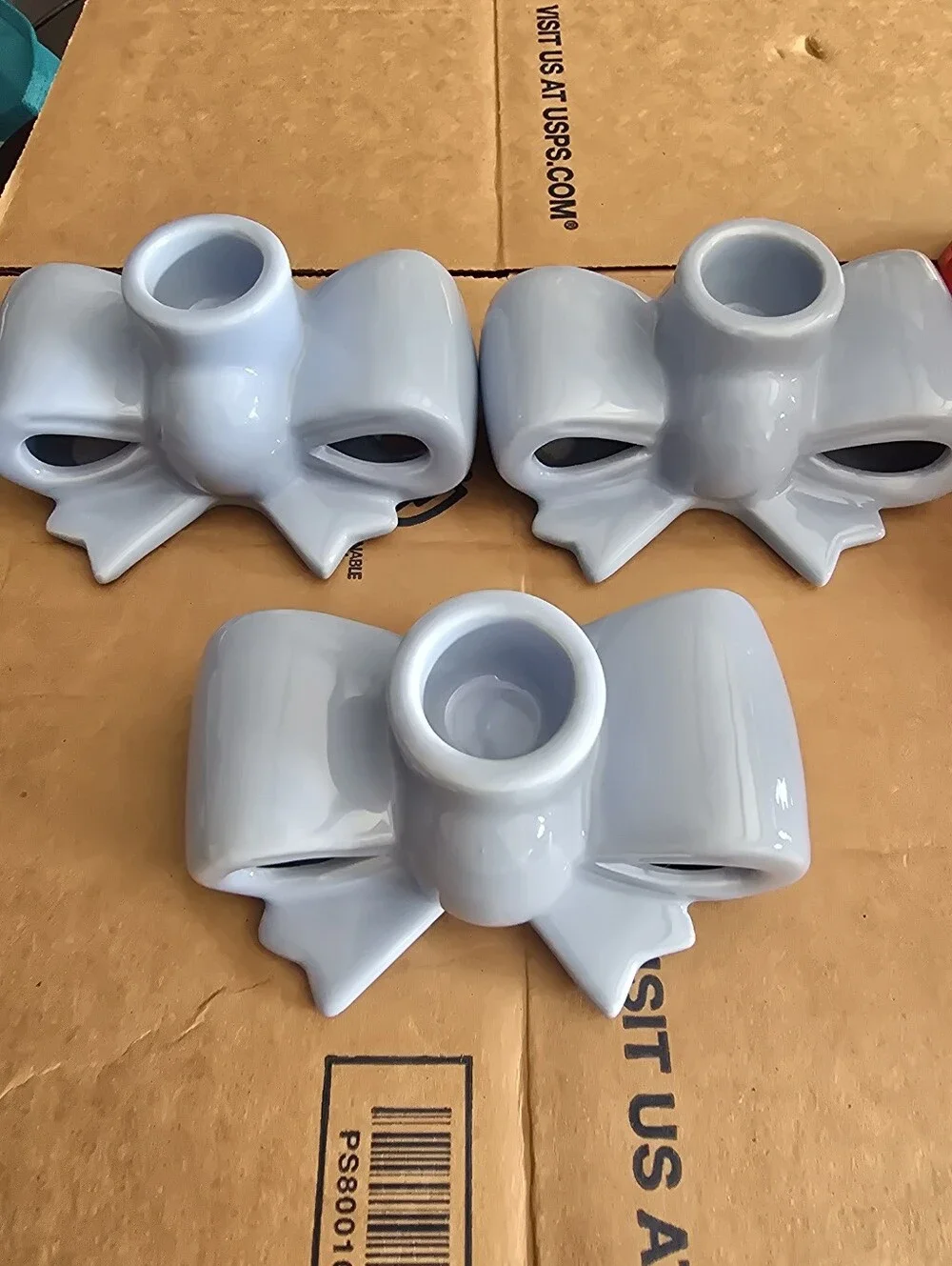 My Texas House Bow Candle Holders - Light Blue (Set of 3)